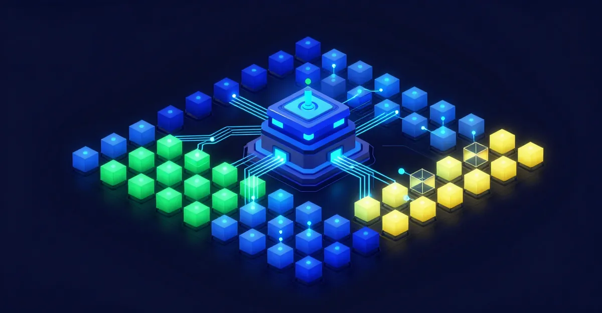 An isometric 3D visualization of a Kubernetes Operator automation loop